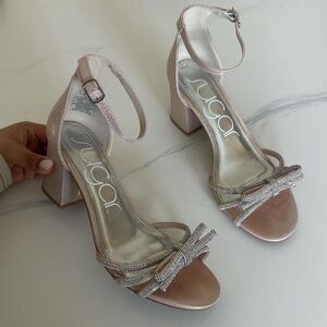 Sugar Women's Blush Heeled Sandals with Bow